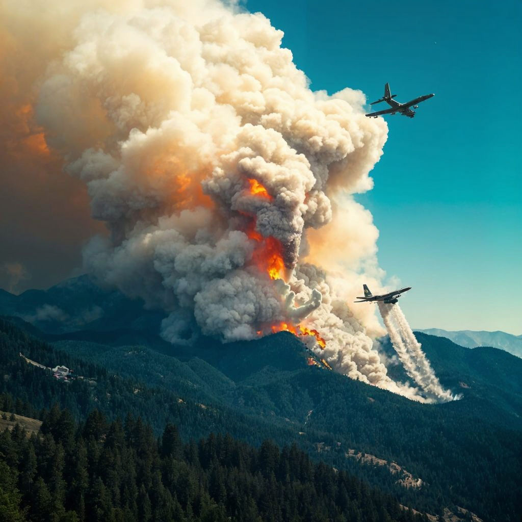 Cyberpunk Demon Taunts Forest Amidst Inferno