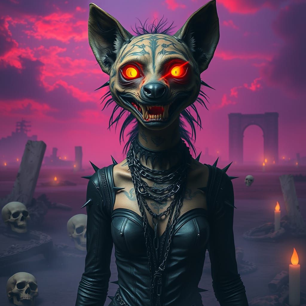 Gothic Horror Creature in Dark, Surreal Landscape