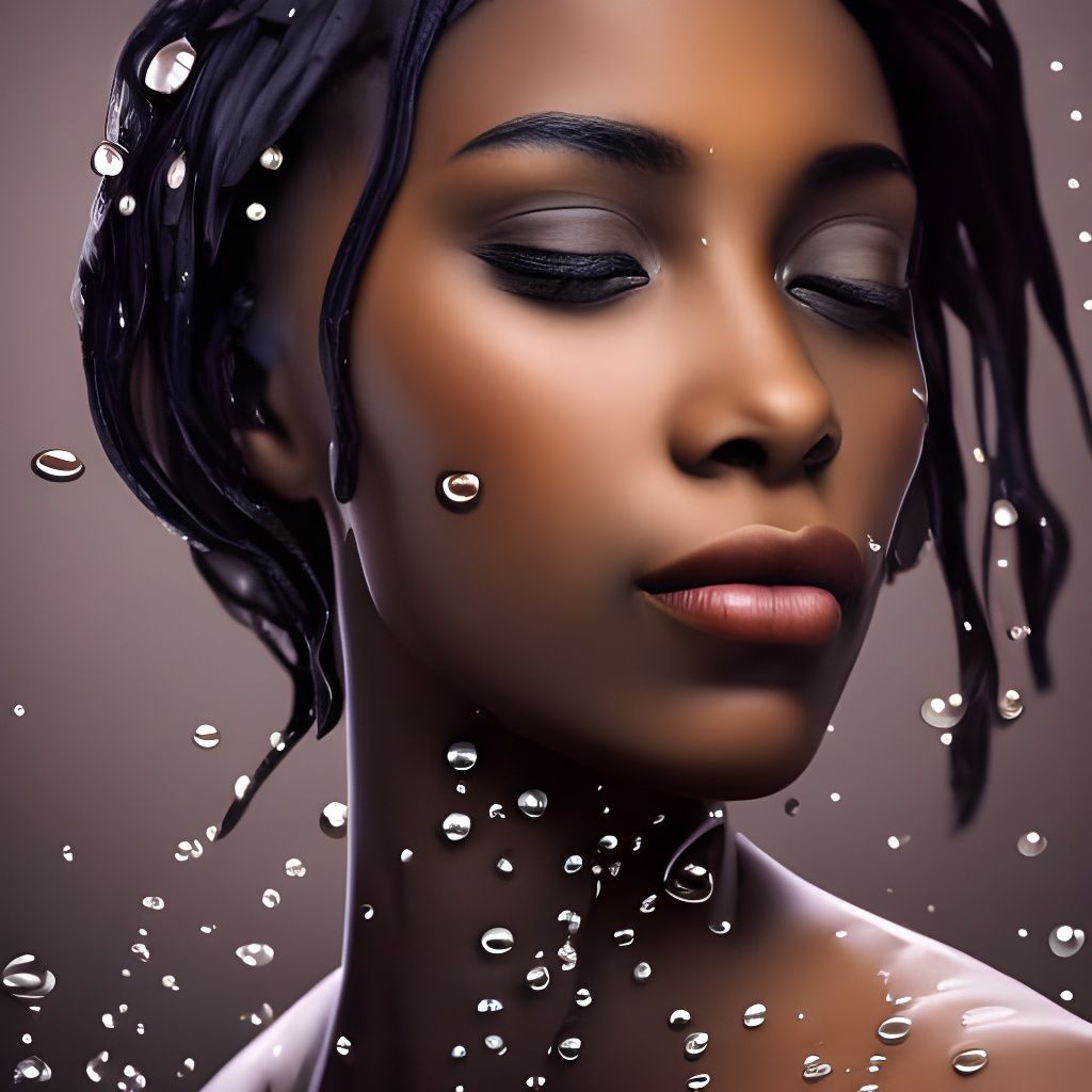 Ebony Girl as Water Drop: Professional Photography