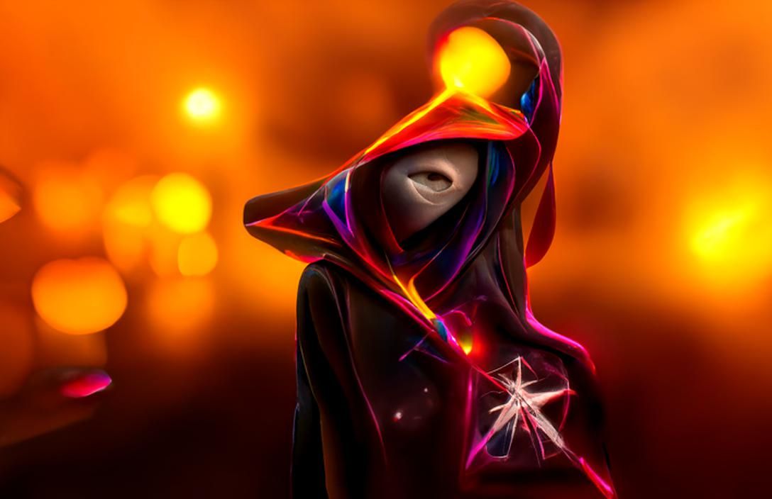 Hooded Specter at Nebula Crossroads: Surreal Graffiti Art