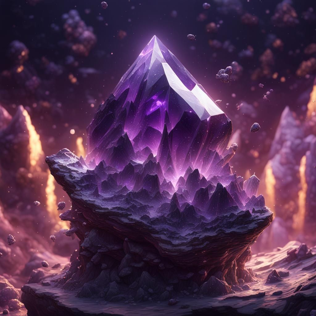 Dazzling Multi-Pointed Amethyst Gemstone in Detailed Digital...
