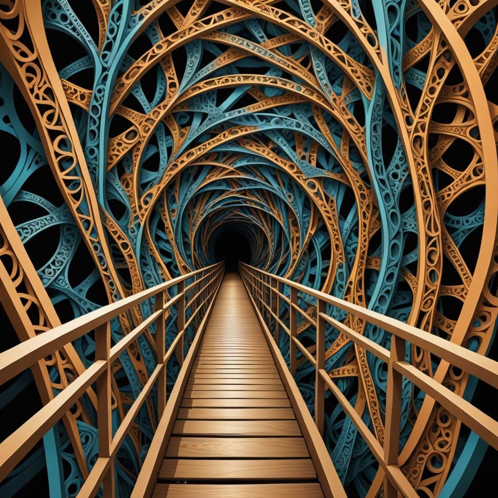 Narrow Bridge Interior with Spiritual Chaos