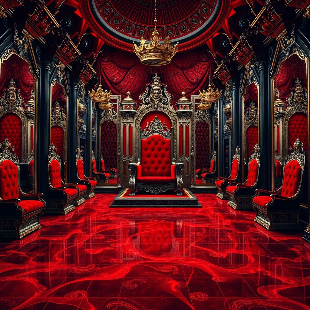 Surreal Throne Room with Infinity Mirrors