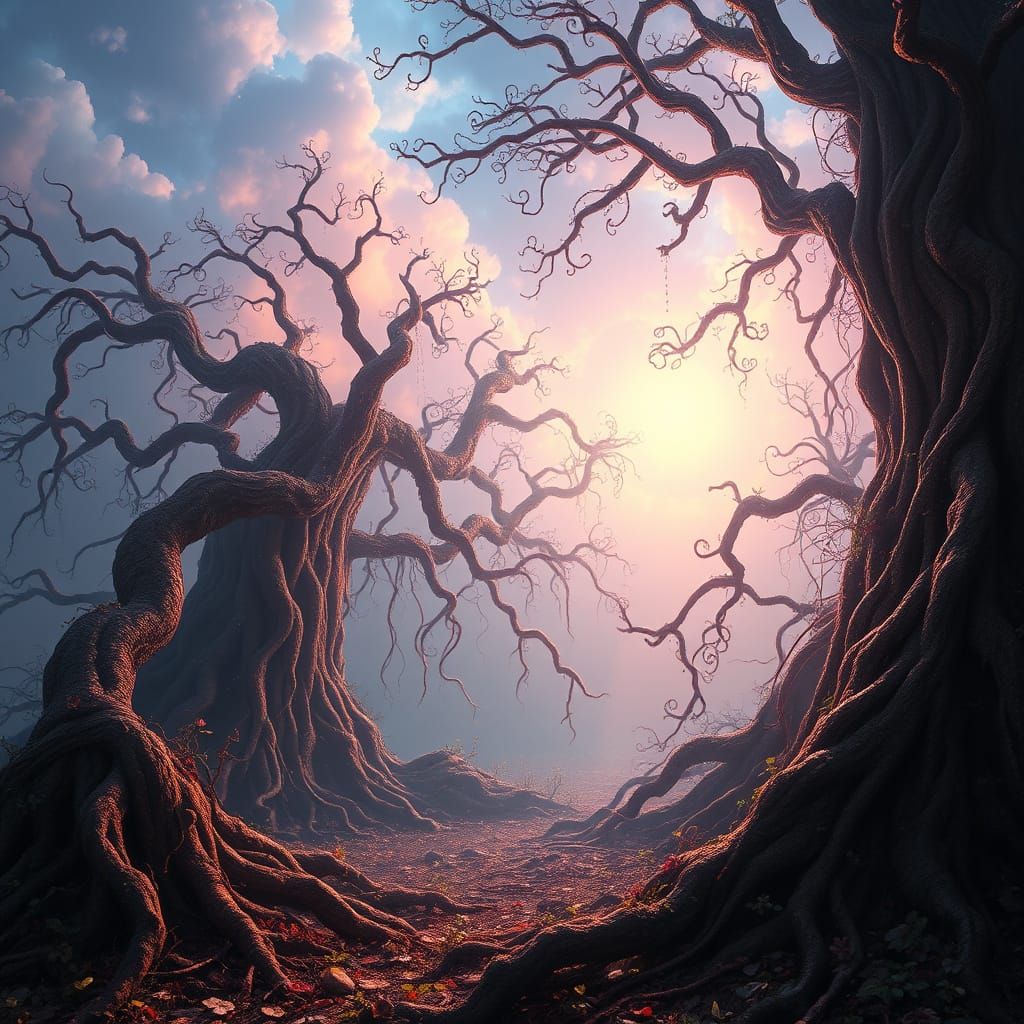 Ethereal Fantasy Realm in Luminous, Iridescent Hues