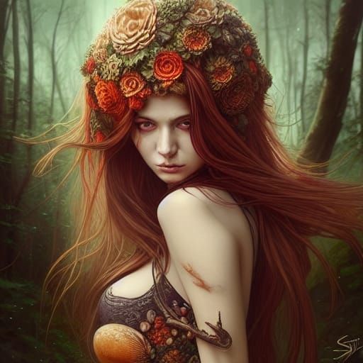 Psychedelic Goddess Portrait with Dynamic Lighting