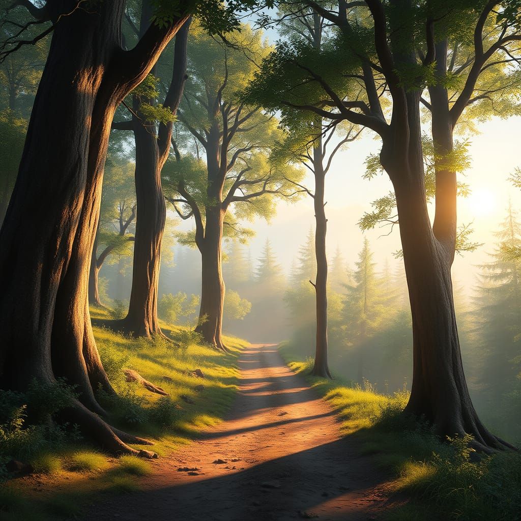 Surreal Anime Forest Scene Invites Exploration