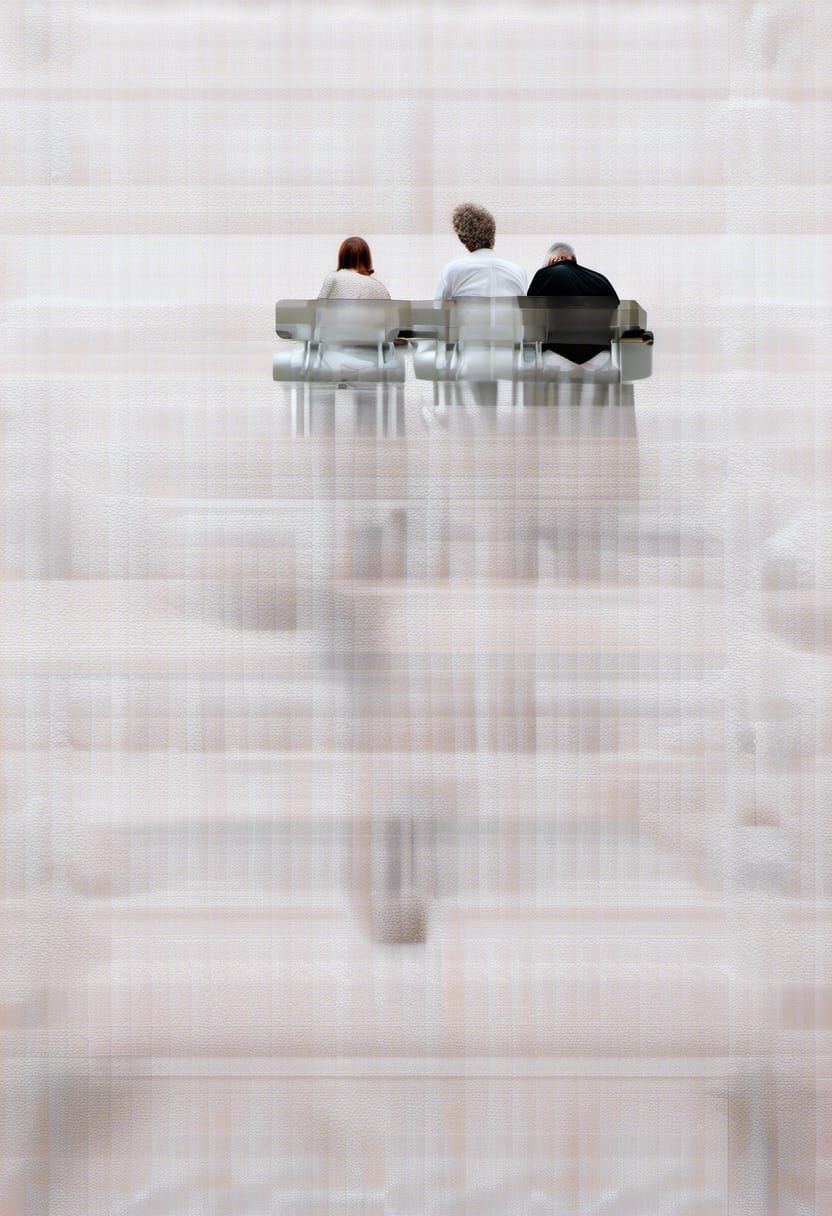 Happy Couple in Art Museum, Hyperrealistic Photograph