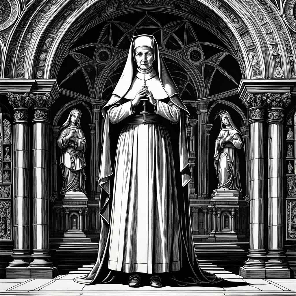 Intricate Nun Concept Art in Mannerist Style