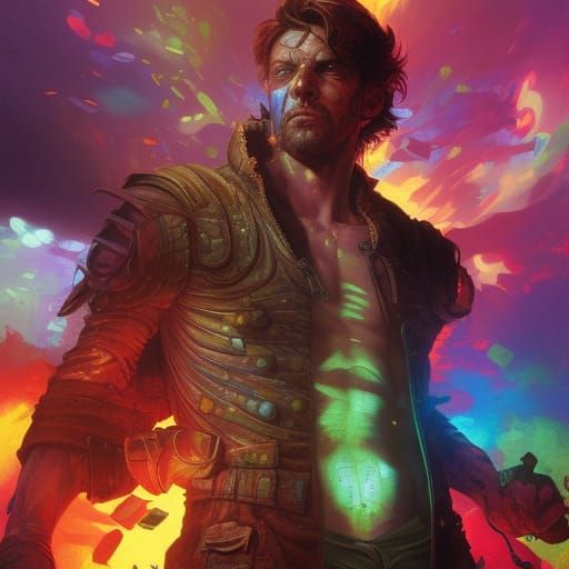 Colorful Cowboy Portrait in Comic Book Style