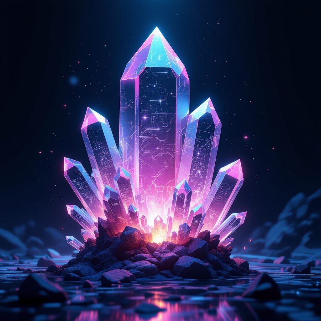 Futuristic Crystal Relic Radiating Arcane Light