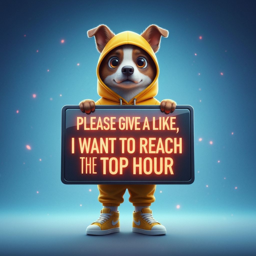 Cute Dog Asks for Likes: Digital Concept Art