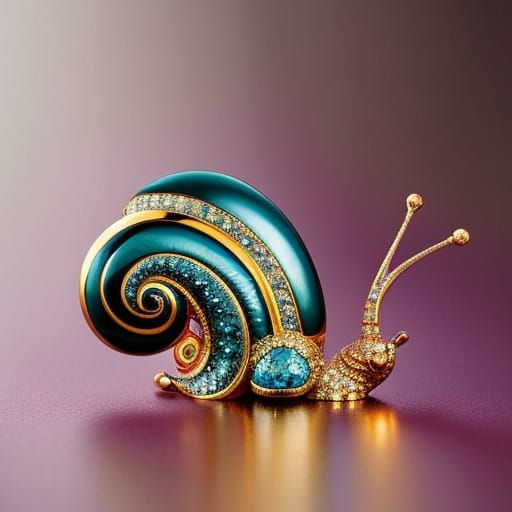 Gem Encrusted Snail Brooch, Detailed Artwork