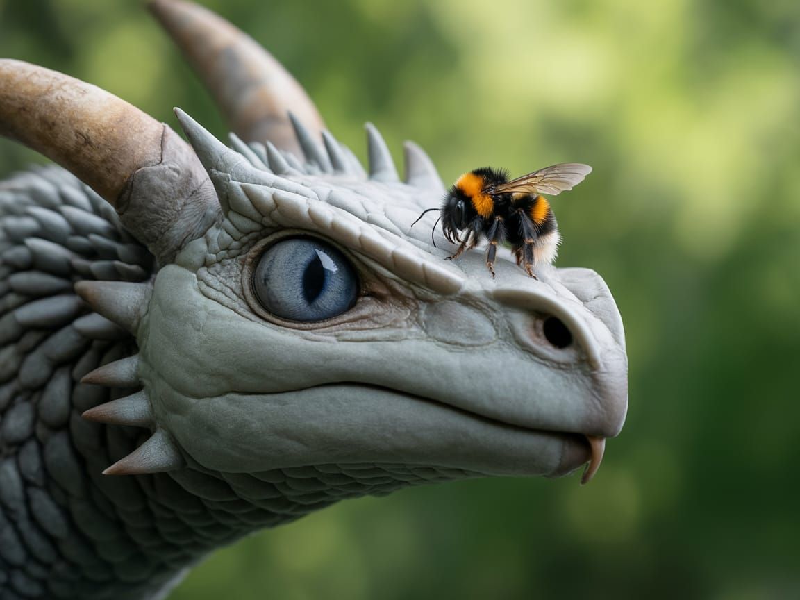 Bumblebee Napping on Dragon's Nose: Fantasy Portrait