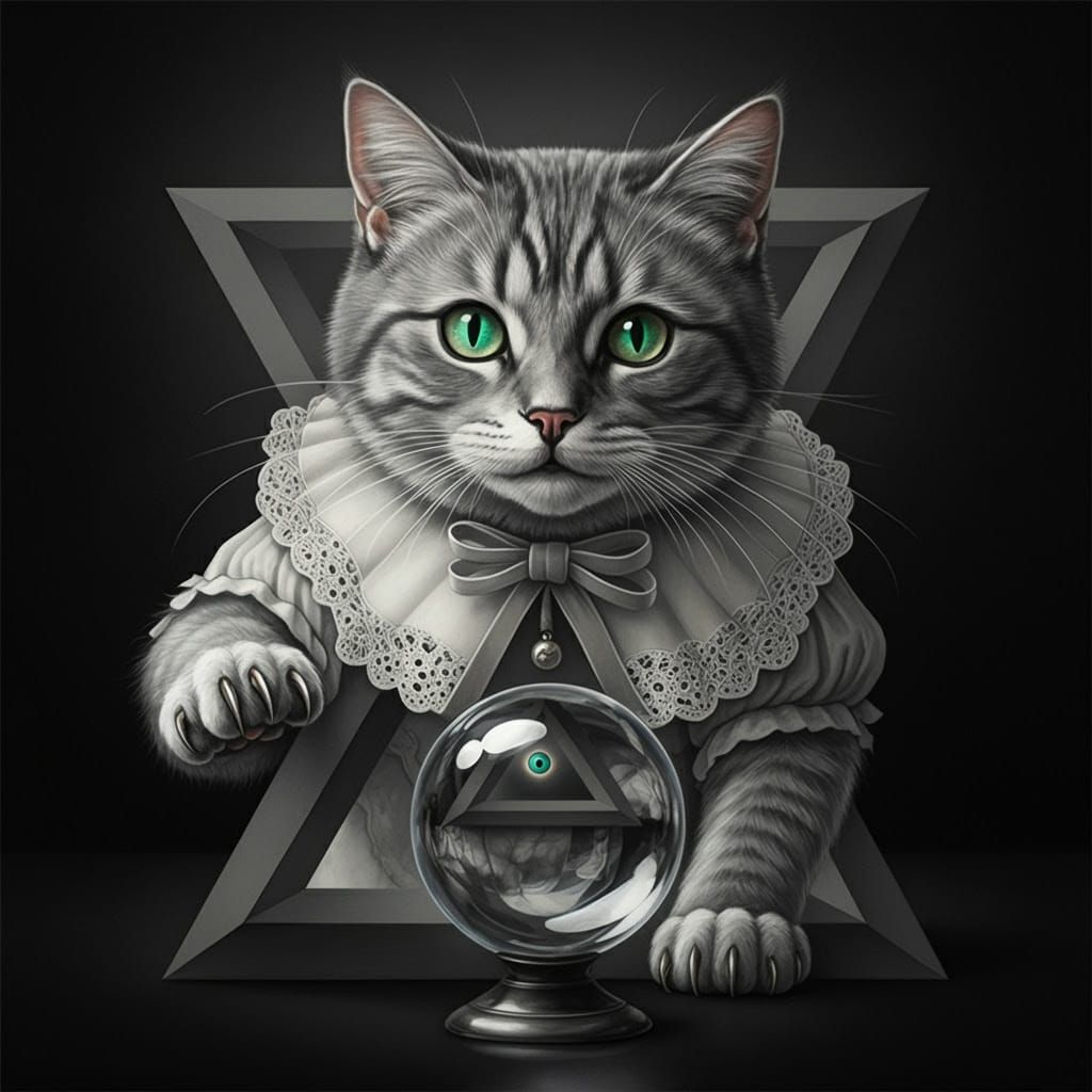 M.C. Escher-Inspired Whiskered Cat in Optical Illusion