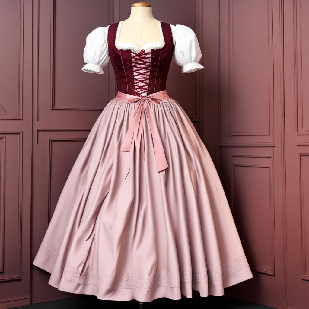 Dirndl Dress on Dress Form with Corset