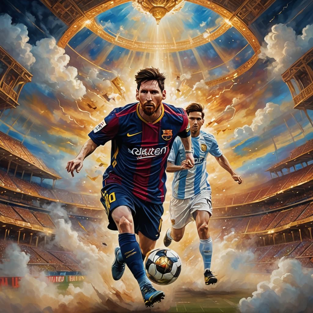 Messi in Dreamlike Arena: Fantasy Concept Art