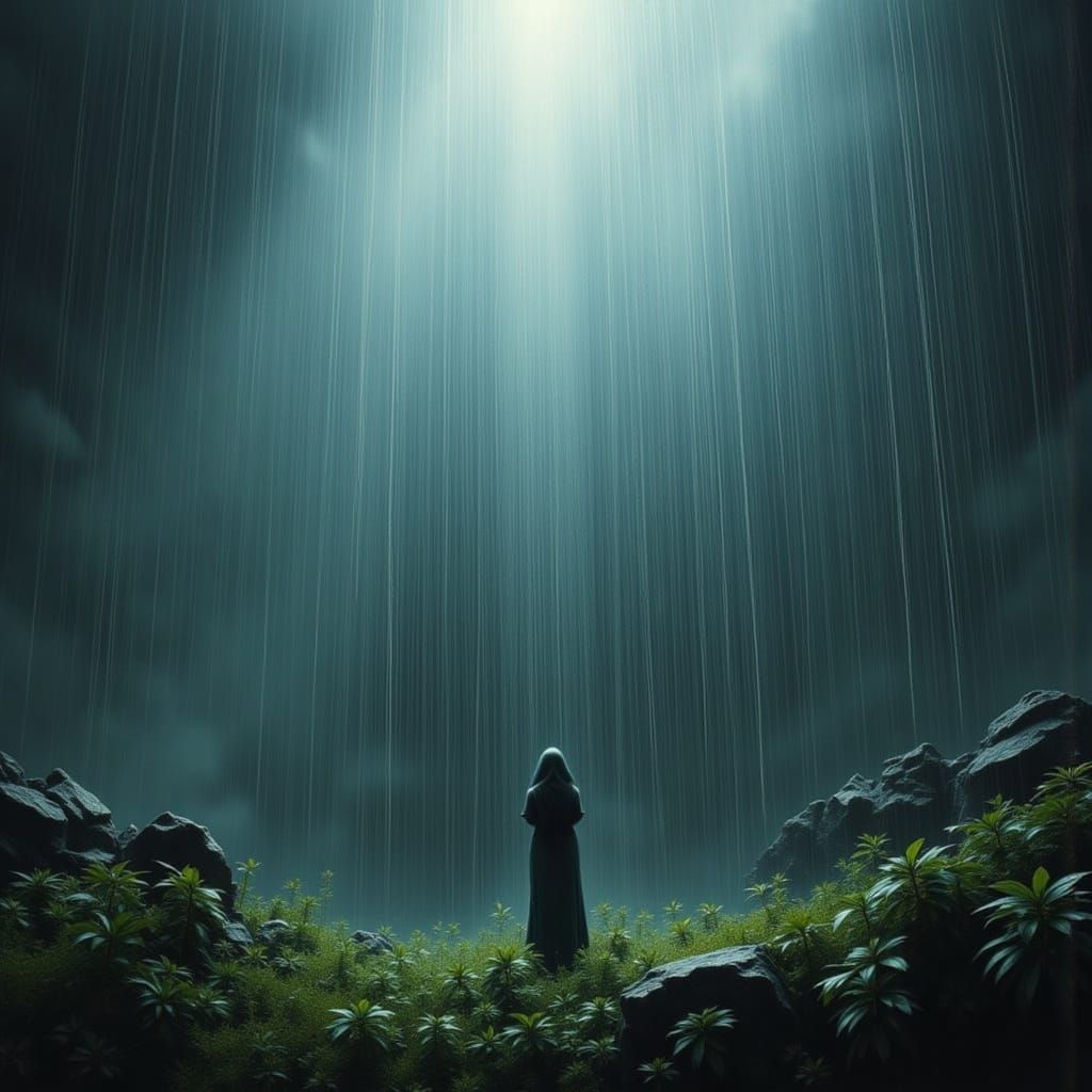 Fallen Angel Standing Alone in the Rain