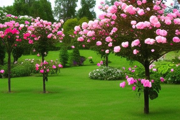 Rose Tree Garden in Full Bloom