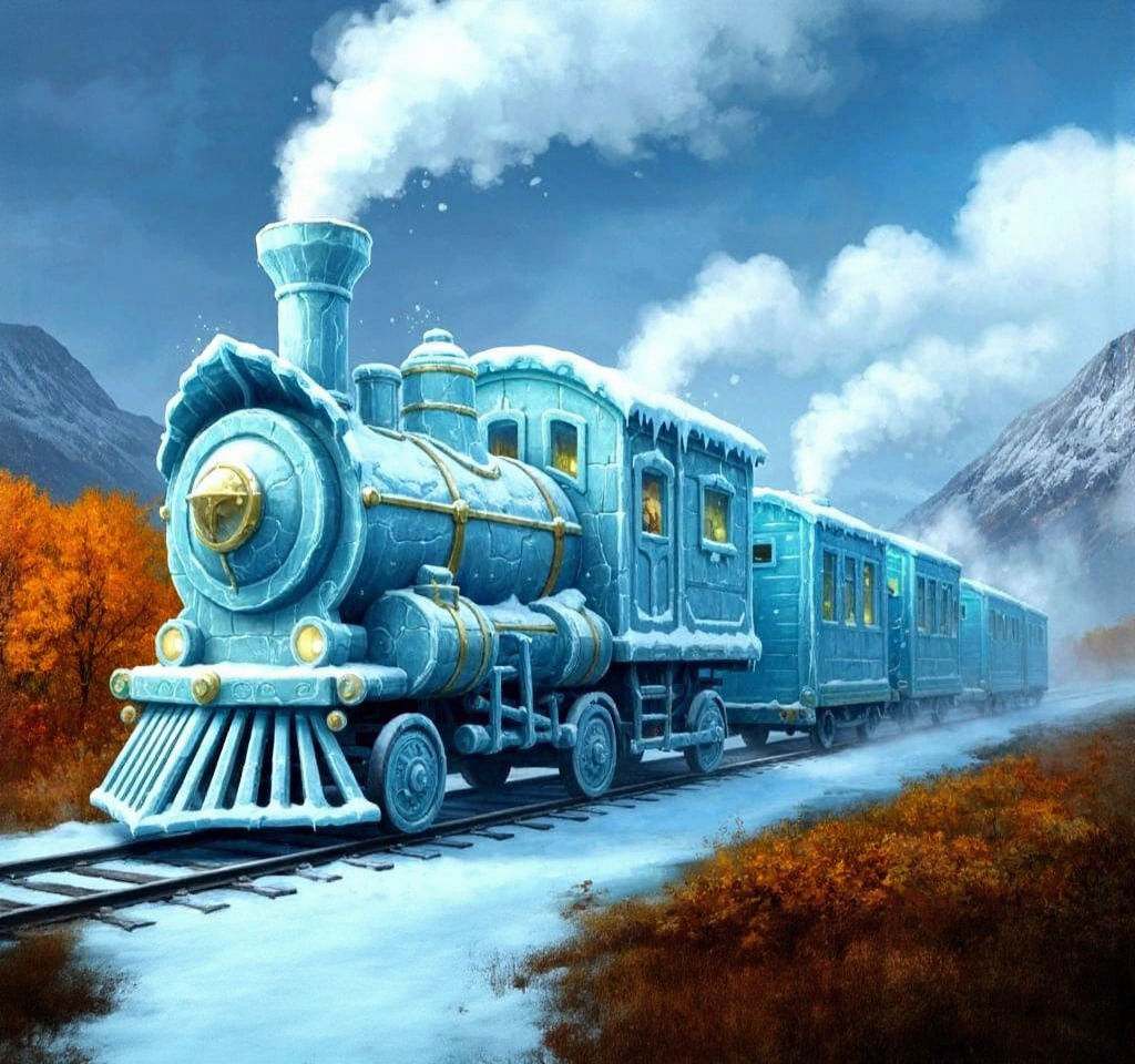 Ice Train Brings Winter to Autumn Landscape