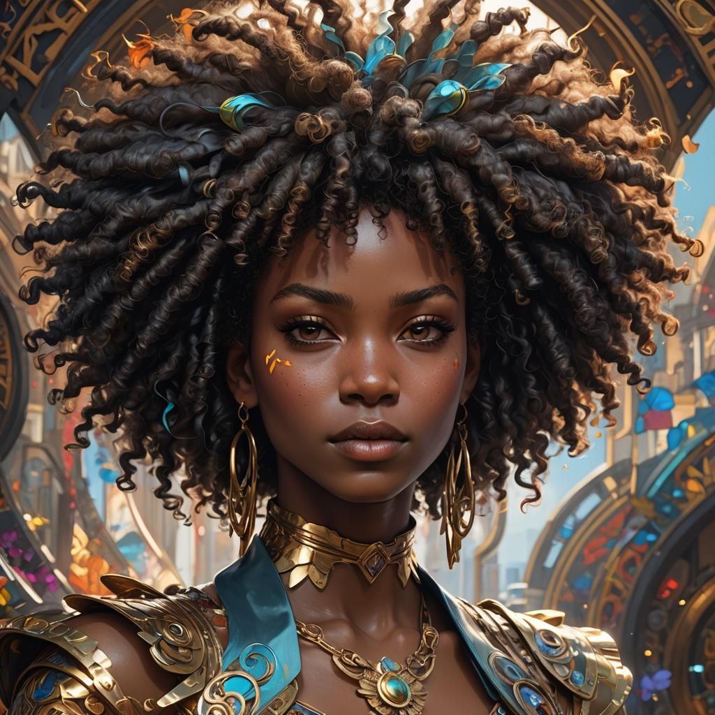 Detailed Portrait of Kinky Afro in Digital Art Style