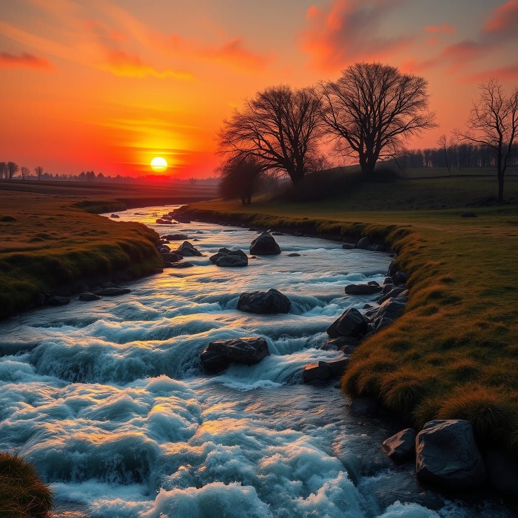 River Landscape in Dreamlike Style