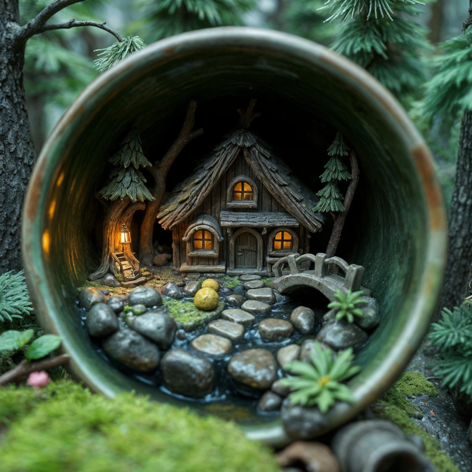 Miniature Cozy Home Inside a Teacup