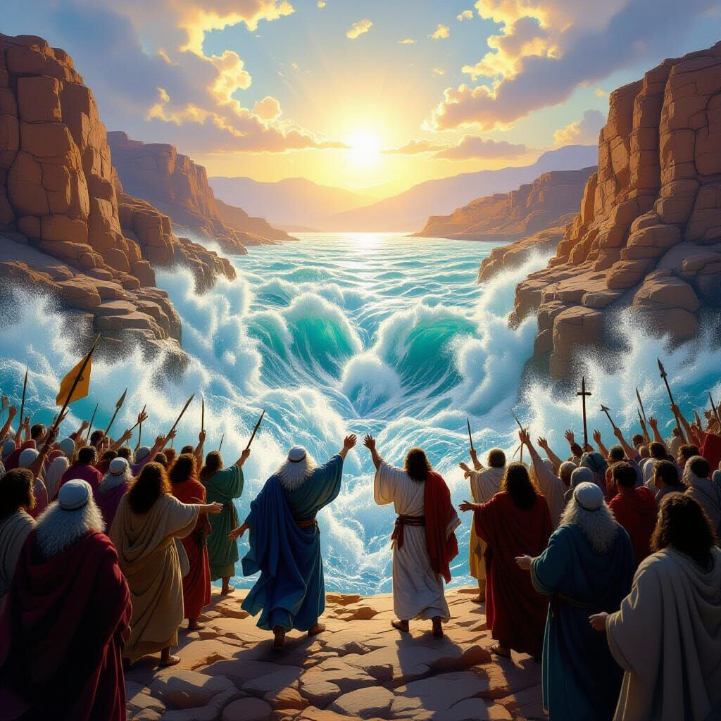 Moses Splits the Red Sea Miracle