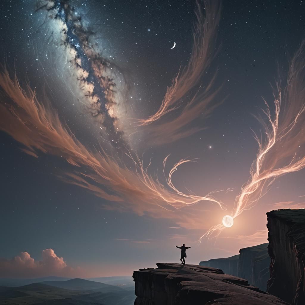 Ethereal Dancer Under a Celestial Moon