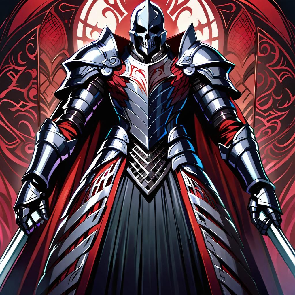 Dark Knight in Detailed Armor, Manga Style