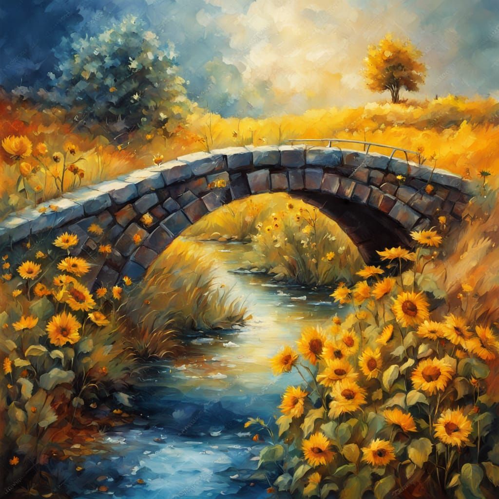 Surreal Winter to Summer Landscape in Vibrant Oil Painting S...