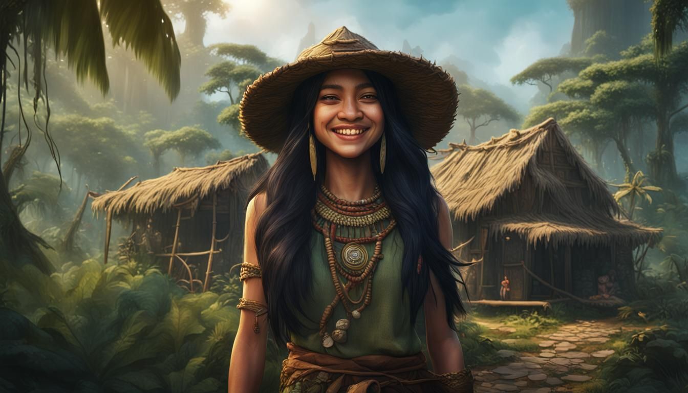 Smiling Jungle Girl: Fantasy Concept Art