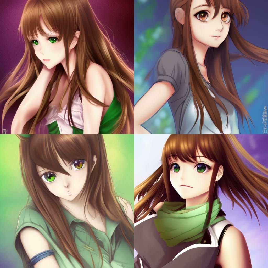 Anime Style Portrait of Brown-Haired Girl