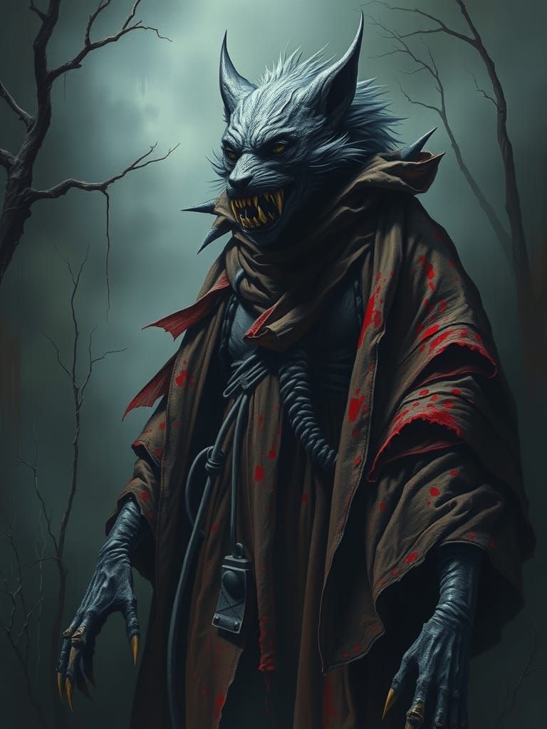 Towering Werewolf in Gothic Biomechanical Style