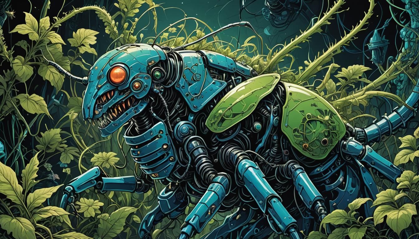 Robot Insect in Polish Comic Book Style