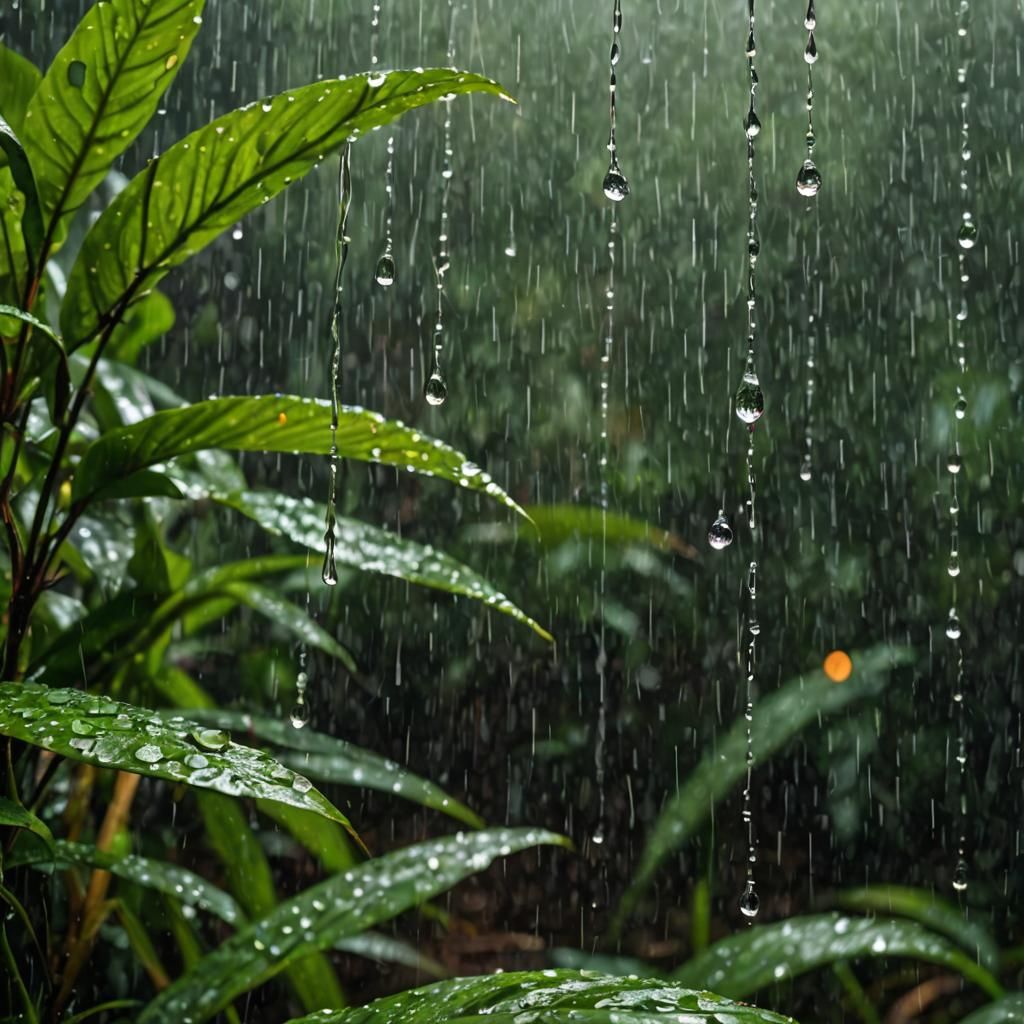 Raindrops in the Amazon Rainforest