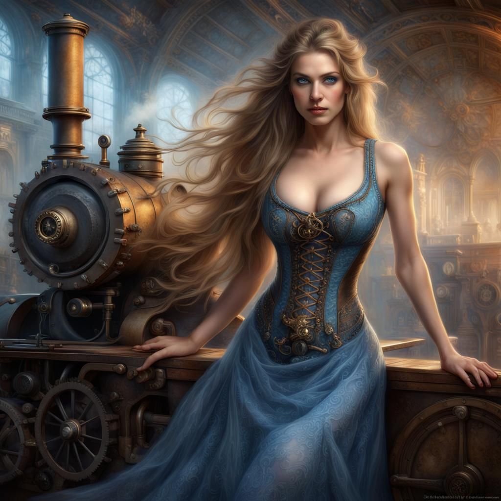 Steampunk Woman in Ethereal Fantasy Style