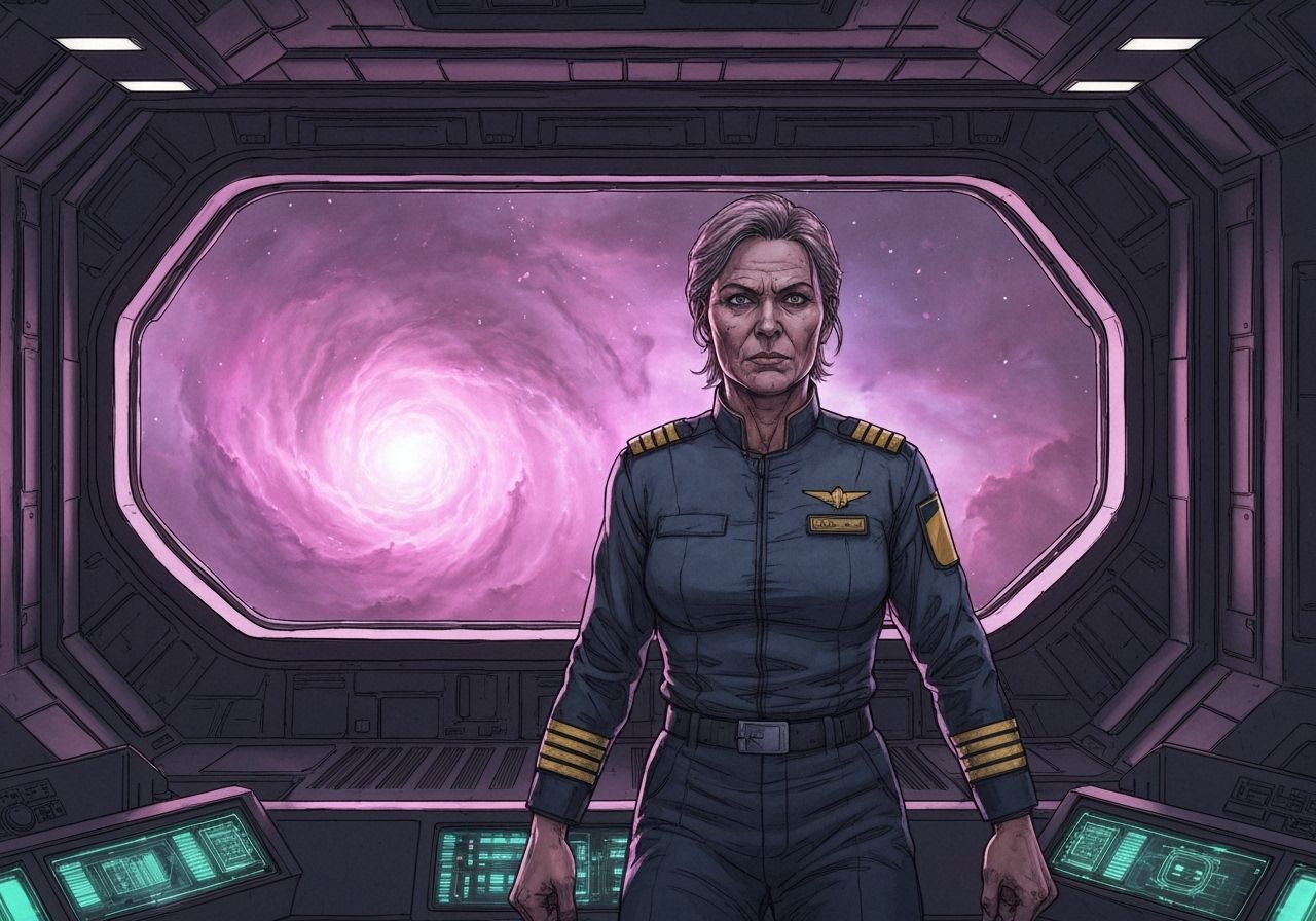 Starship Captain Amidst Nebula
