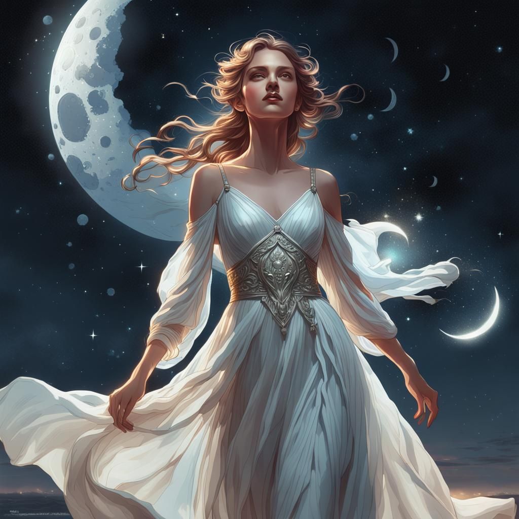 Celestial Woman Portrait in Hyperdetailed Lighting