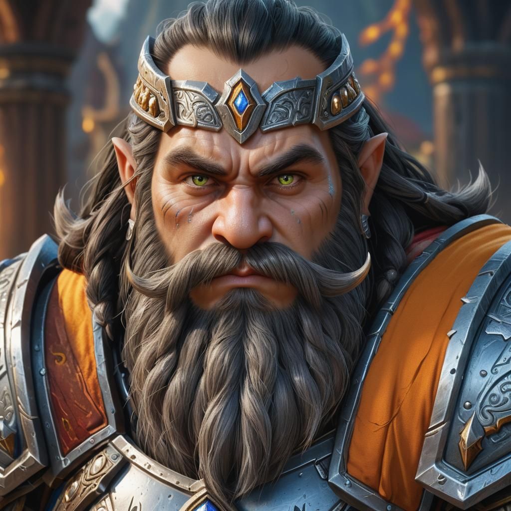Dwarf Leader in Intricate Armor: Hyperrealistic Portrait