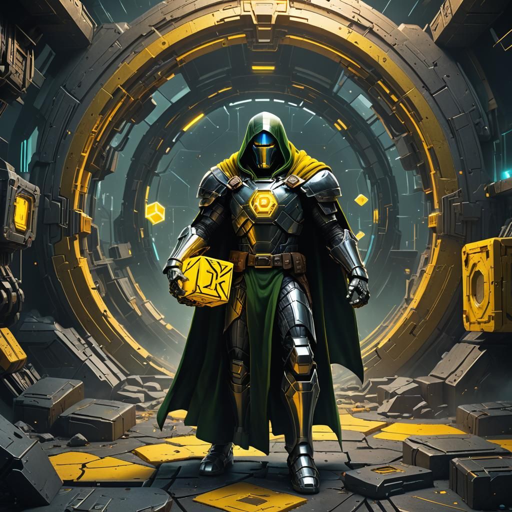 Cyberpunk Doctor Doom and the Yellow Cube