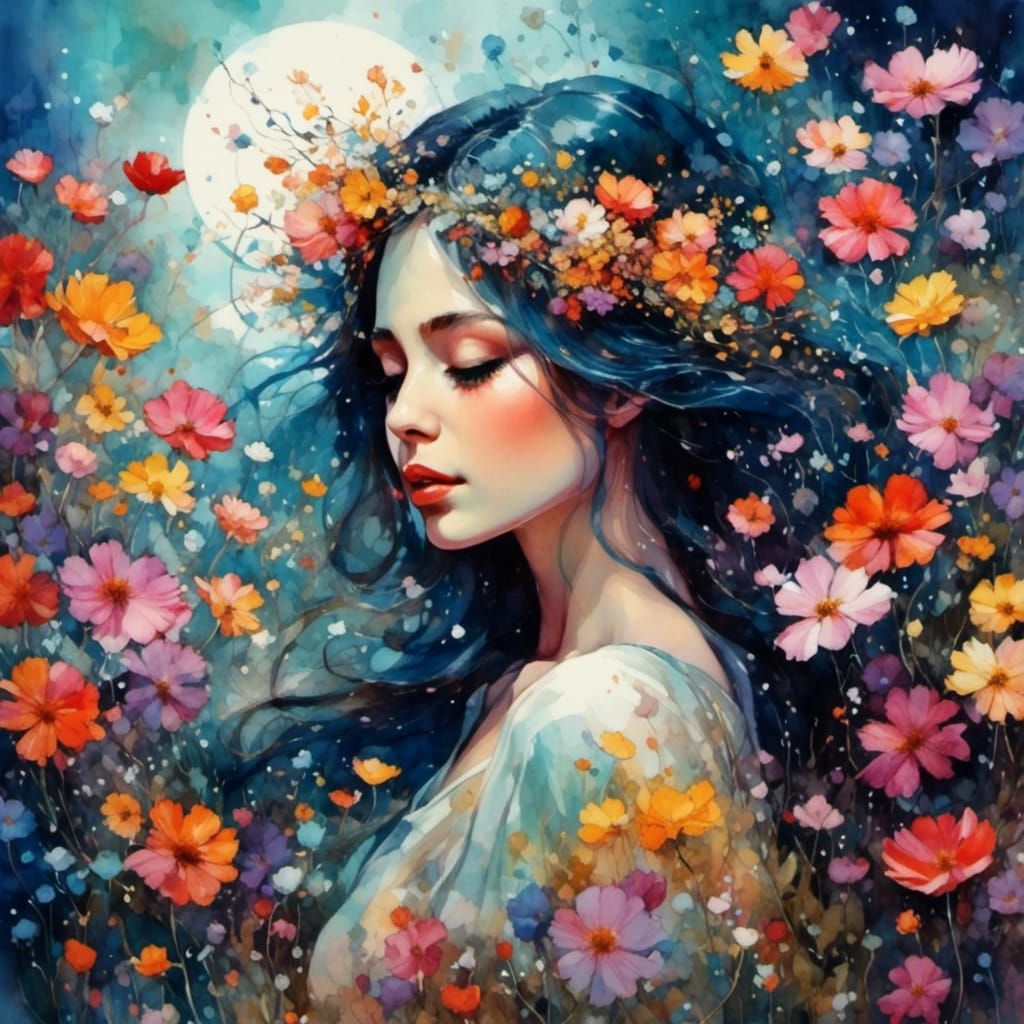 Dreamy Floral Field: A Peaceful Escape