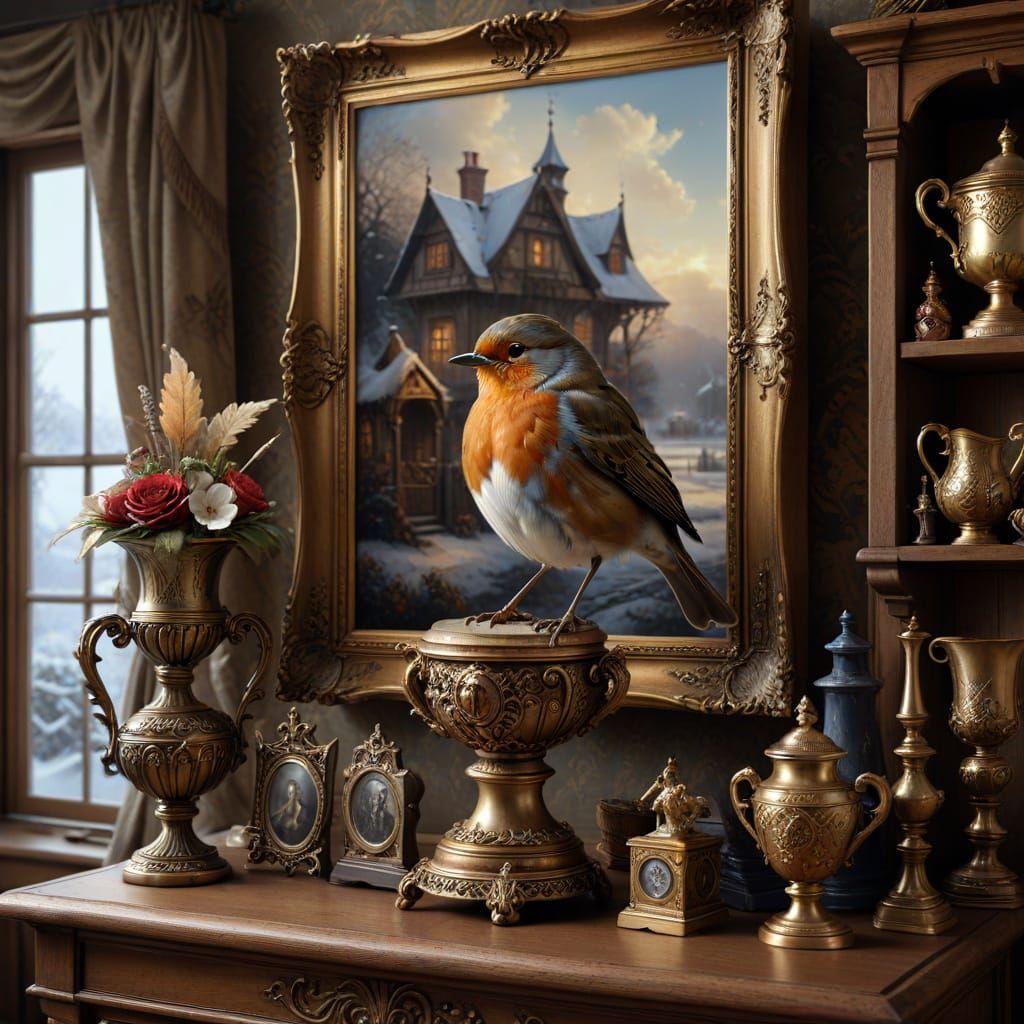 Robin Bird Claims Golden Trophy in Baroque Style