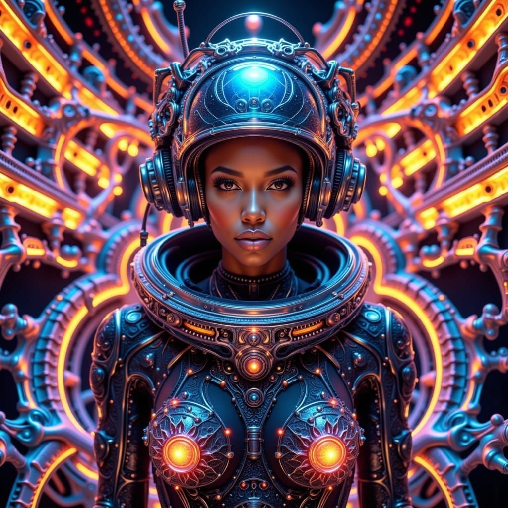 Surreal Psychedelic Portraits of Futuristic Women in Cyberpu...