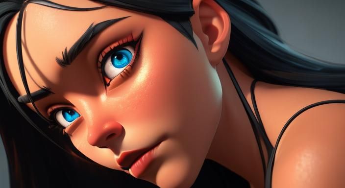 Anime Woman in Red Top: 3D Rendered Art