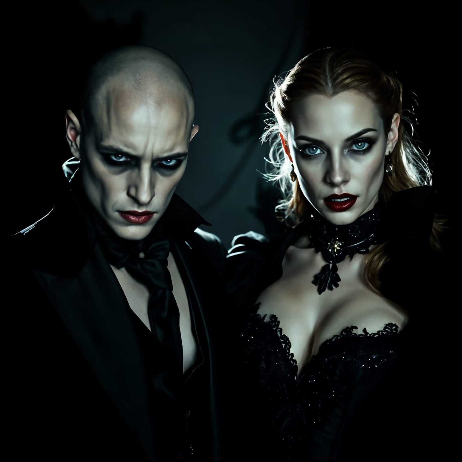 Dark Gothic Vampires in Moody Studio Light