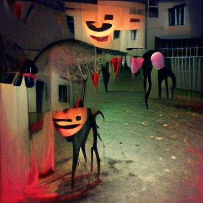 Eerie Halloween Night With Full Moon and Bats