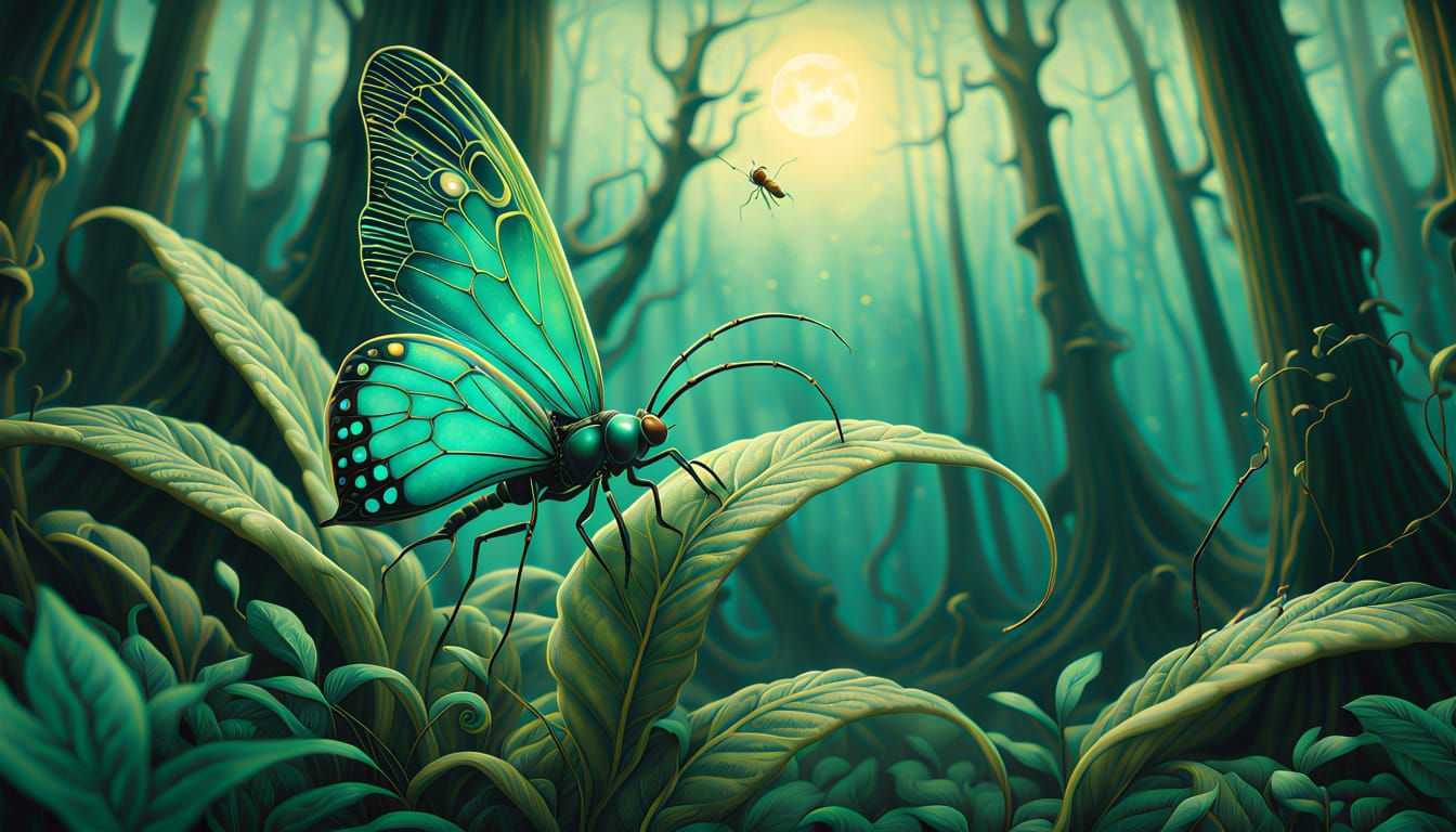 Surreal Fantasy Filigree Blooms with Ethereal Bioluminescent...