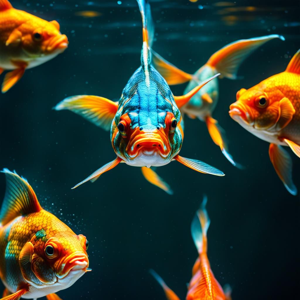Hyperrealistic Iridescent Goldfish in High Definition