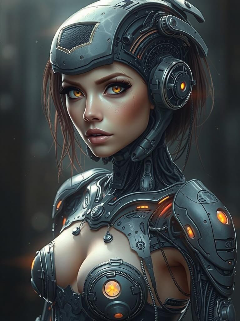 Beauty Cyborg in Biopunk Style