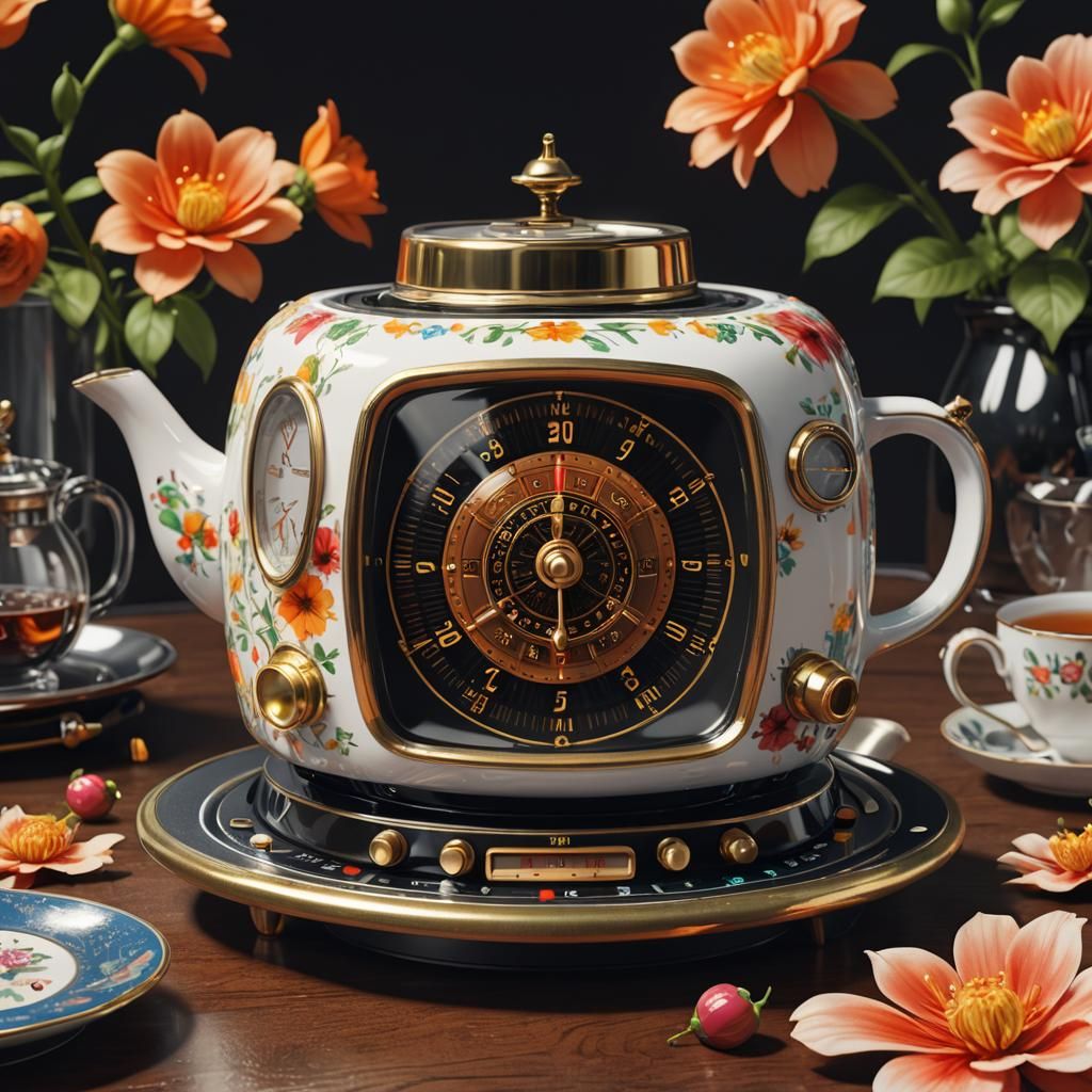 Retro Radio Teacup: Vintage Technology in Matte Painting